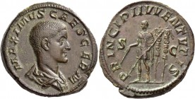 Maximus caesar, late 235 – early 236. Sestertius early 236-April 238, Æ 23.42 g. MAXIMVS CAES GERM Bare-headed and draped bust r. Rev. PRINCIPI IVVENT...