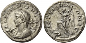 Gallienus, joint reign with Valerian I, 253 – 260. Quinarius, Colonia 257- 260, AR 0.79 g. GALLIENVS P F AVG Laureate and cuirassed bust l., holding s...