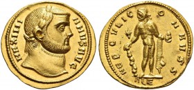 Maximianus augustus, first reign 286 – 305. Aureus, Alexandria circa 294-296, AV 5.46 g. MAXIMI – ANVS AVG Laureate head r. Rev. HERCVLI – CO – M AVGG...