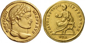 Constantine I, 307 – 337. Solidus, Treveri 314, AV 4.38 g. CONSTANTI – NVS P F AVG Laureate head r. Rev. P M TRIB P COS II – II P P PRO COS The Prince...