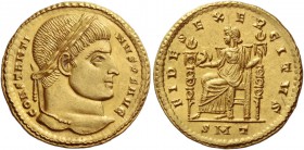 Constantine I, 307 – 337. Solidus, Ticinum 315, AV 4.29 g. CONSTANTI – NVS P F AVG Laureate head r. Rev. FIDES EXER – CITVS Fides seated l., on throne...