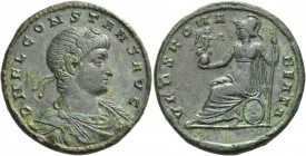 Constans augustus, 337 – 340. Medallion 337-340, Æ 22.23 g. D N FL CONSTANS AVG Laureate, draped and cuirassed bust r. Rev. VRBS ROMA – BEATA Roma sea...