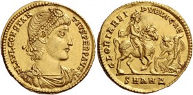 Constantius II caesar, 324 – 327. Solidus, Antiochia 347-355, AV 4.39 g. FL IVL CONSTAN – TIVS PERP AVG Pearl-diademed, draped and cuirassed bust r. R...