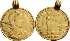Constantius II caesar, 324 – 327. Medallion of 3 solidi, Antiochia late 347–355, AV 15.75 g. FL IVL CONSTANT – TIVS PERP AVG Pearl-diademed, draped an...