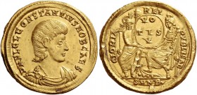 Constantius Gallus caesar, 351 – 354. Solidus, Nicomedia 351-354, AV 4.66 g. D N FL CL CONSTANTIVS NOB CAES Bareheaded, draped and cuirassed bust r. R...