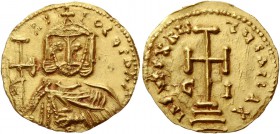 Nicephorus I, 1 November 802 – 26 July 811, with Stauracius from December 803. Solidus, Syracuse 803, AV 3.69 g. [NICI – FOROS BASILЄI] Bust facing, w...