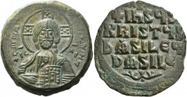 Anonymous folles, time of Basil II and Constantine VIII, 970 – 1092. Follis circa 976-1030/1035, Æ 11.81 g. EMMA – NOYHΛ Bust of Christ facing with or...