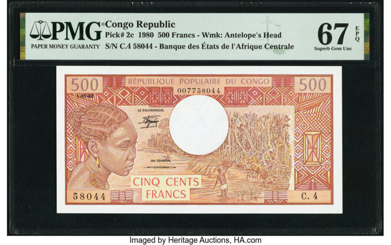 Congo Republic Banque des Etats de l'Afrique Centrale 500 Francs 1.1.1983 Pick 2...