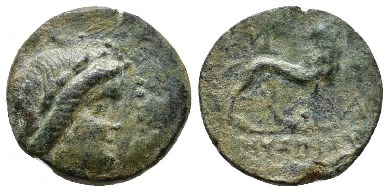 IONIA. Miletos. Circa 360-350 BC. Laureate head of Apollo to right. Rev. Lion st...