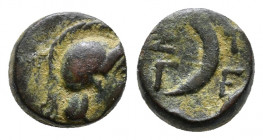 TROAS. Sigeion. Ae (4th-3rd centuries BC). Obv: Helmeted head of Athena right. Rev: Σ - Ι / Γ - Ε. Crescent left within linear square. SNG von Aulock ...