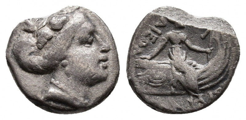 EUBOIA, Histiaia. 267-168 BC. AR Tetrobol Head of nymph Histiaia / Histiaia seat...