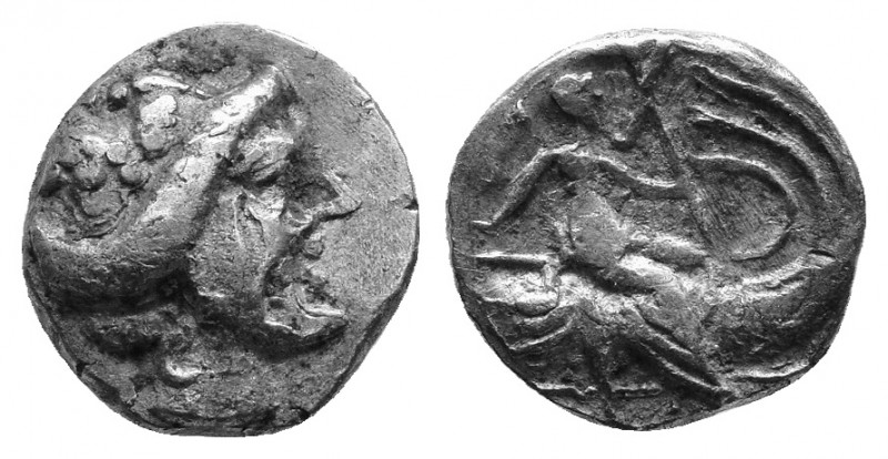 EUBOIA, Histiaia. 267-168 BC. AR Tetrobol Head of nymph Histiaia / Histiaia seat...