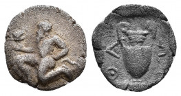 ISLANDS off THRACE, Thasos. Circa 412-404 BC. AR Trihemiobol AR 0.71g