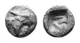 Uncertain Asia Minor AR Tetartemotion. Head of rabbit? Donkey? AR 0,17gr