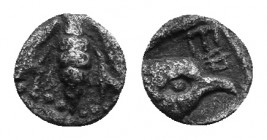 Ephesos , Ionia. AR Tetartemorion c. 6th-5th Century BC. Obv. Bee. Rev. Head of eagle right, EΦ above. Klein, KM, p. 51, 370. AR 0.11g
