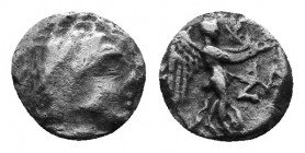 SELEUKID KINGDOM. Seleukos I Nikator & Antiochos I Soter (294-281 BC). Hemiobol. Uncertain, perhaps Seleukeia on the Tigris I. Obv: Head of Herakles r...