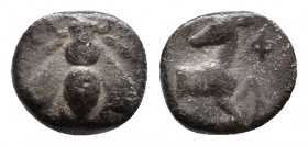 Ionia. Ephesos circa 390-380 BC. Obol AR 0,70g. Bee, E-Φ flanking / Forepart of stag right, E-Φ flanking, all within incuse circle. nearly very fine S...