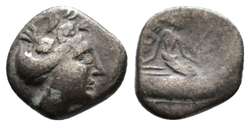 EUBOIA, Histiaia. 267-168 BC. AR Tetrobol Head of nymph Histiaia / Histiaia seat...