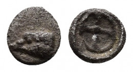 IONIA. Uncertain. Tetartemorion (5th century BC). Obv: Head of eagle left. Rev: Wheel of four spokes within incuse square. CNG E-334, lot 119; Gorny &...