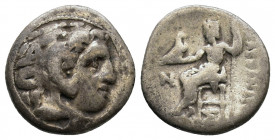Kings of Macedon. Kolophon. Alexander III "the Great" 336-323 BC. Drachm AR Head of Herakles right, wearing lion skin / AΛΕΞΑΝΔΡOY, Zeus seated left w...