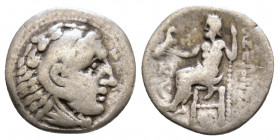 KINGS OF MACEDON. Alexander III 'the Great' (336-323 BC). Drachm. Lampsakos. Obv: Head of Herakles right, wearing lion skin. Rev: AΛΕΞΑΝΔΡΟΥ. Zeus sea...