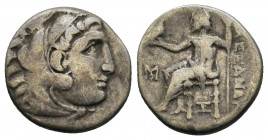 Kings of Macedon. Abydos. Alexander III "the Great" 336-323 BC. Drachm AR 3,91gr. Head of Herakles right, wearing lion's skin headdress / AΛEΞANΔPOY, ...