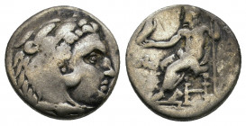 Kings of Macedon. Uncertain. Alexander III "the Great" 336-323 BC. Drachm AR Head of Herakles right, wearing lion skin / AΛΕΞΑΝΔΡOY, Zeus seated left ...