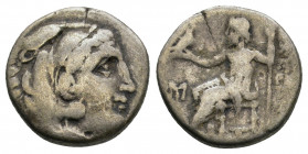 Kings of Macedon. Abydos. Alexander III "the Great" 336-323 BC. Drachm AR 4,18gr. Head of Herakles right, wearing lion's skin headdress / AΛEΞANΔPOY, ...