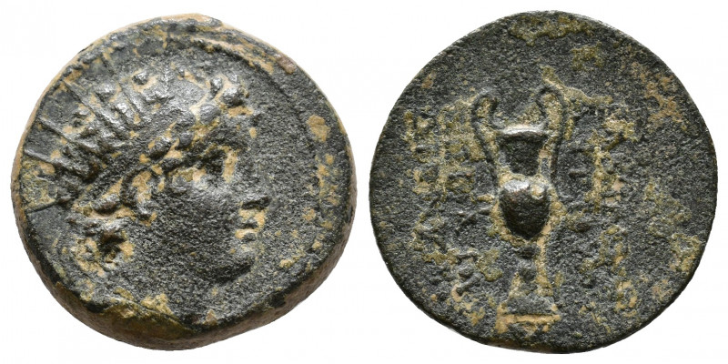 Seleukid Kings, Antiochos VI (145-142 BC). Æ 7,63gr. Apamea on the Orontes. Radi...