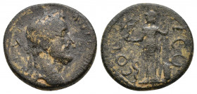 LYCAONIA. Iconium. Antoninus Pius (AD 138-161). IMP•C•T•A•H•-ANTONINVS•P, laureate head of Antoninus Pius right / COL-ICO, Minerva standing facing, he...