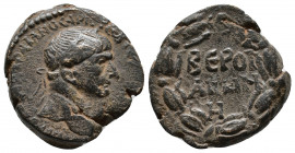 Cyrrhestica. Beroea. Trajan AD 98-117. AVTOKΡ KAIC NEΡ TΡAIANOC AΡICT CEB ΓEΡM ΔAK ΠAΡΘ; laureate head right / BEΡOI-AIωN H in three lines within wrea...
