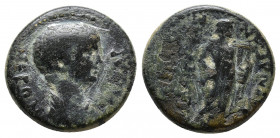 LYDIA. Blaundus. Nero, 54-68. Hemiassarion. Tiberios Klaudios Kalligenes, magistrate, circa 55. ΝΕΡΩΝ ΚΑΙΣΑΡ Bare-headed and draped bust of Nero to ri...