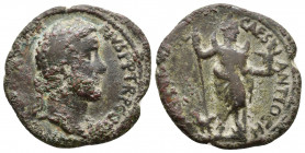 PISIDIA. Antioch. Antoninus Pius (138-161). Obv: ANTONINVS AVG PIVS P P TR P COS IIII, laureate head right. Rev: COLONIAE CAES ANTIOCH, Mên, with foot...