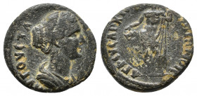 Phrygia. Alia. Faustina II AD 147-175. ΦΑVϹΤƐΙΝΑ ΑVΓΟVϹΤΑ, draped bust of Faustina II, r. / ΑΓΡƐVϹ ΑΡΧΙƐΡΑΤƐ ΑΛΙΗΝΟΙϹ, nude Apollo standing, facing, r...