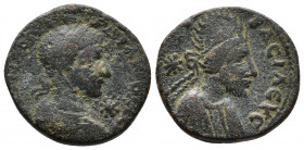 Mesopotamia, Edessa. Gordian III. (238-244) with Abgar X of Edessa (242-244 AD). Obv.: Bust with laurel wreath, drapery and cuirass r., star in front....