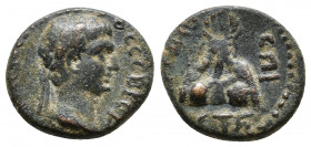Cappadocia. Caesarea. Trajan AD 98-117. Laureate head right / EΠI OMOYΛO around, date ET [..?] in exergue, Mount Argaeus, wreath above. Sydenham 237 v...