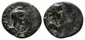 CARIA. Trapezopolis. Pseudo-autonomous (2nd-3rd centuries AD). TPAΠЄZOΠOΛITΩN. Draped bust of Mên right, wearing phrygian cap. / Laureate head of Apol...