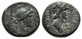 MYSIA. Pergamum. Pseudo-autonomous. Roma and Senate (c. AD 40–60) Obv. ΘЄON CYNKΛHTON; Laureate and draped bust of the Senate, right. Rev. ΘЄΑΝ ΡΩΜΗΝ;...