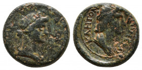 MYSIA. Pergamum. Pseudo-autonomous. Roma and Senate (c. AD 40–60) Obv. ΘЄON CYNKΛHTON; Laureate and draped bust of the Senate, right. Rev. ΘЄΑΝ ΡΩΜΗΝ;...