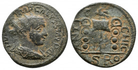 Pisidia, Antioch. Volusian (251-253). IMP C VIMP CALVSSIAVD AV (sic!), radiate, draped and cuirassed bust of Volusian, r., seen from rear / ANTIOCHIO,...