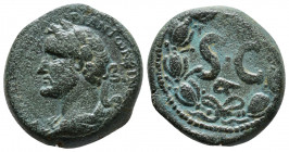 Seleucis and Pieria. Antioch. Antoninus Pius, 138-161. ΑVΤΟ ΚΑΙС ΤΙΤ ΑΙΛ ΑΔΡΙΑ ΑΝΤΩΝEΙΝΟС СEΒΑ EVСEΒΗС Laureate and draped bust of Antoninus Pius to l...