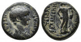 LYDIA. Blaundus. Nero, 54-68. Hemiassarion. Tiberios Klaudios Kalligenes, magistrate, ca 55 (?). NEPΩN KAIΣAP Draped bust of Nero to right. Rev. TI KΛ...