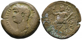 EGYPT. Alexandria. Hadrian, 117-138. Drachm RY 19 = 134/5. [ΑΥΤ ΚΑΙC ΤΡΑΙΑΝ ΑΔΡ]ΙΑΝΟC CЄΒ Laureate head of Hadrian to left. Rev. L [ЄΝ]ΝЄΑKΔ Zeus seat...