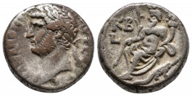 EGYPT, Alexandria. Hadrian (117-138). RY 22 (137-8). Tetradrachm. ΑΥΤ ΚΑΙϹ ΤΡΑ ΑΔΡΙΑΝΟϹ ϹƐΒ; laureate head of Hadrian, r., drapery on l. shoulder / L ...