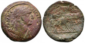 EGYPT, Alexandria. Trajan 98-117. Dated RY 12 (127-8). Obverse: ΑΥΤ ΤΡΑΙΑΝ ϹƐΒ ΓƐΡΜ ΔΑΚΙΚ; laureate bust of Trajan, r., draped and cuirassed, seen fro...