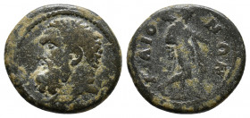 LYDIA. Maeonia. Pseudo-autonomous. Ae (3rd century AD). Obv: Bearded head of Herakles left. Rev: MAIONΩN. Herakles advancing right, wearing lion skin ...