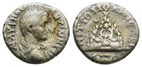 Caesaraea-Eusebia, Cappadocia, Caracalla , as Caesar (196-198 AD). AR Drachm RY 5 = 197. Obv. M AYPH ANTωN KAI Bareheaded, draped and cuirassed bust o...