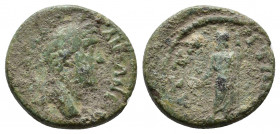 Mysia, Attaea. Antoninus Pius (138-161).ΑV Τ ΑΙ ΑΔΡΙΑ ΑΝΤΩΝΕ(Ν; Laureate head r. R/ ΑΤΤΑΙΤΩΝ, Zeus standing facing, head l., holding thunderbolt (over...