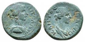 Lydia, Apollonis. Late first or early second century AD. Obverse: ΙƐΡΑ ϹΥΝΚΛΗΤΟϹ; draped bust of Senate, r. / Reverse: ΑΠΟΛΛ[ΩΝΙΔƐΩΝ]; bust of Apollo,...