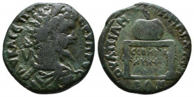 THRACE. Anchialos. Septimius Severus (193 - 211). Ae. Obv: AVK Λ CEΠT CEVHPOC. Laureate, draped, and cuirassed bust right. Rev: OVΠIANΩN AΓXIAΛ/EON / ...